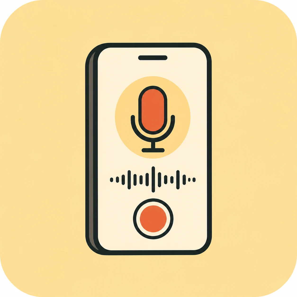 Illustration of a phone recording a speaking answer